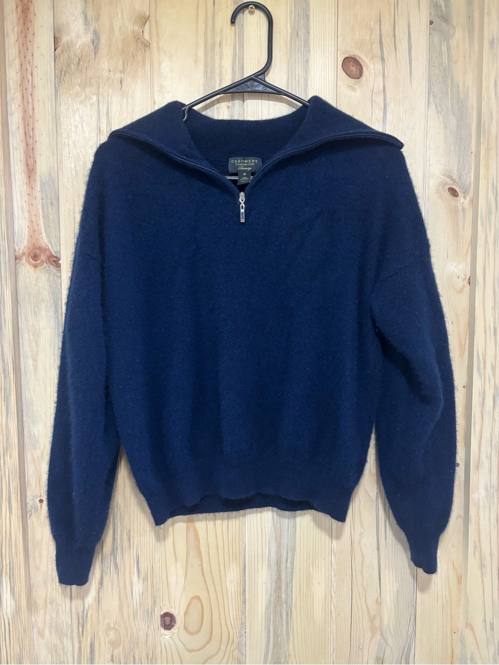 Charter Club Women's Navy Half-Zip Cashmere-Blend Sweater